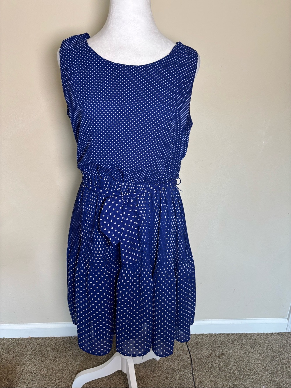 Gap Print Sleeveless Mini Blue & White Polkadot Dress Medium